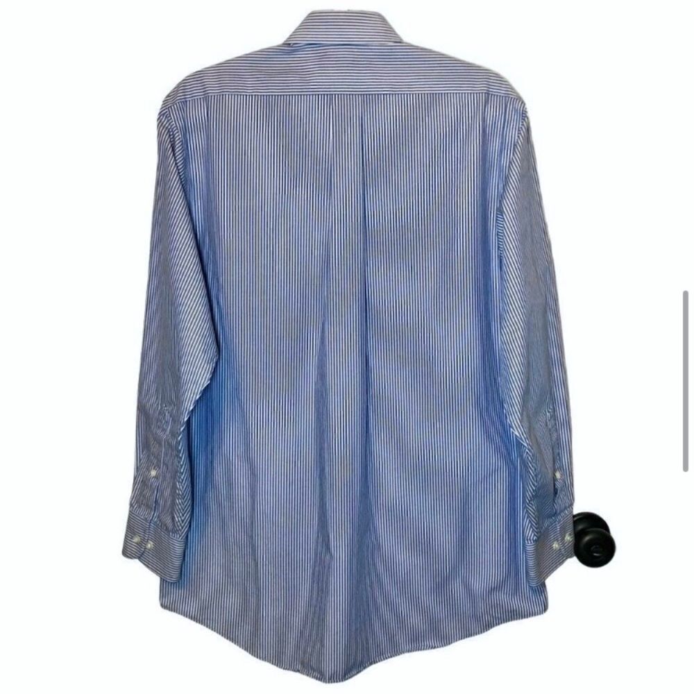 Chaps by Ralph Lauren Striped Easy Care Poplin Dress Shirt in Blue/White Men’s M - Picture 4 of 8